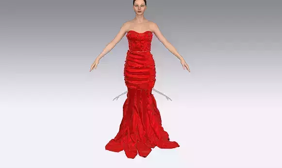 RED FISTAIL DRESS DRAPED STRAPLESS NECKLINE SILK SATIN RED 