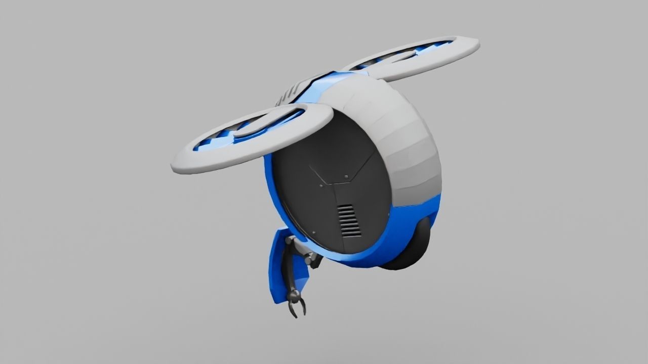 DRONE BOT rigged - animated 3D model_11