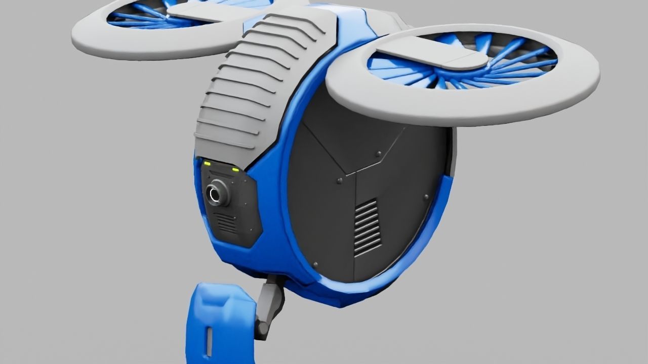 DRONE BOT rigged - animated 3D model_10
