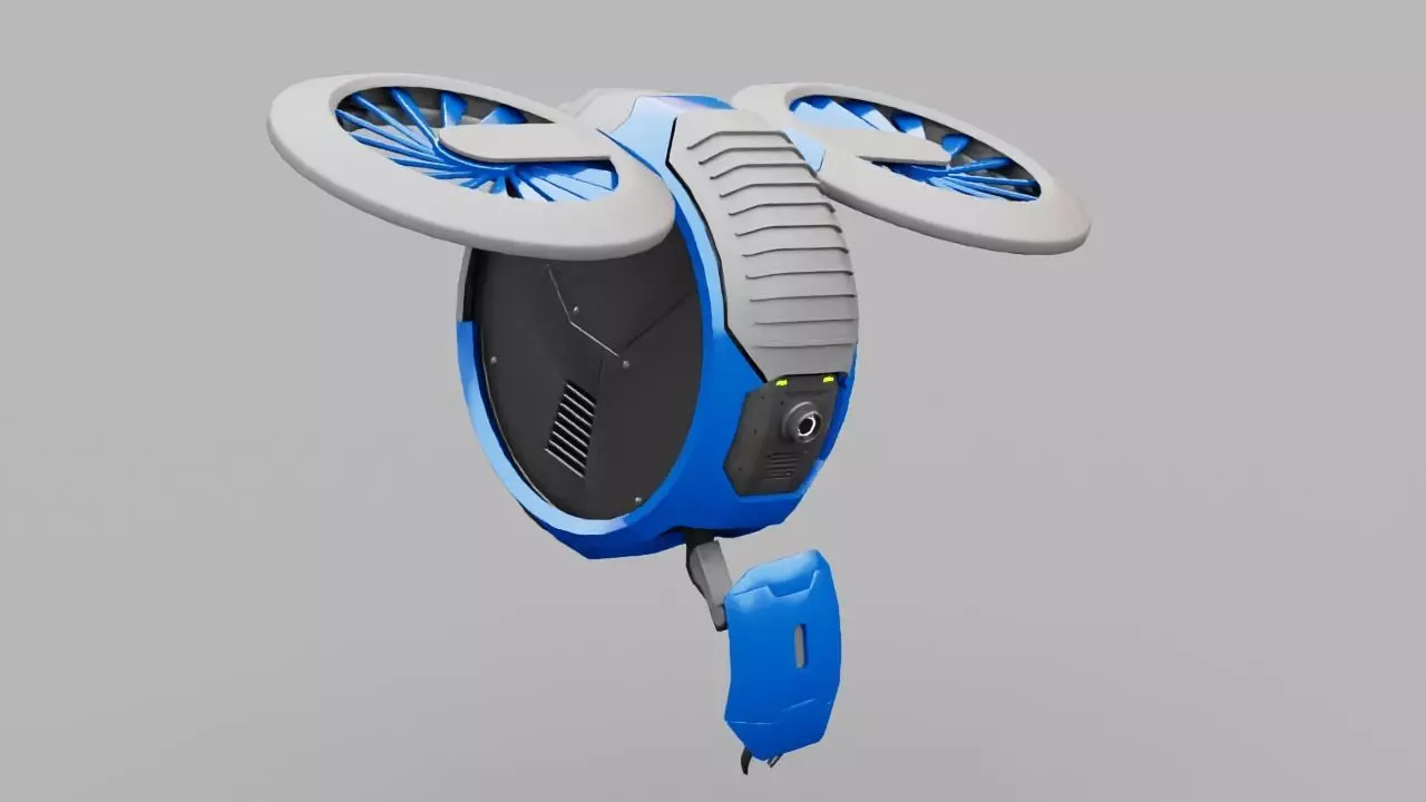 DRONE BOT rigged - animated 3D model_0