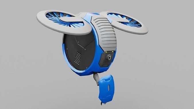 DRONE BOT rigged - animated 3D model