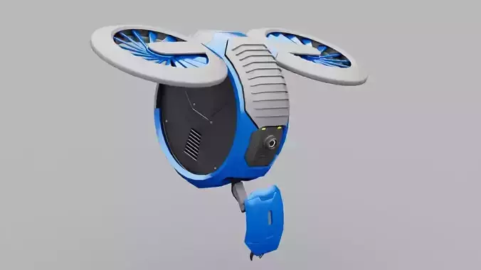 DRONE BOT rigged - animated 3D model