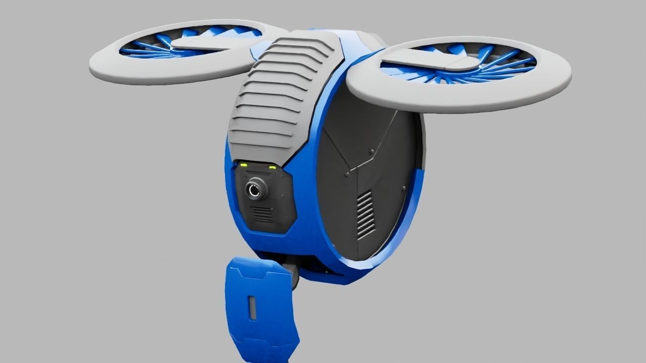 DRONE BOT rigged - animated 3D model_6