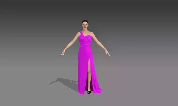 MAGENTA DRESS ONE SHOULDER ASYMETRIC SLIT DRAPED LOOK