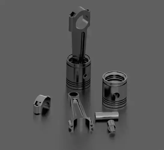 Piston model cnc machined rods Free 3D model