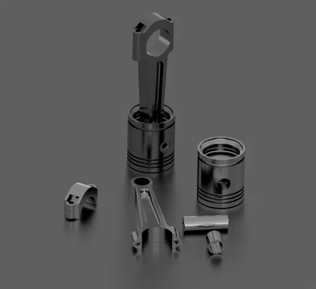 Piston model cnc machined rods Free 3D model_0