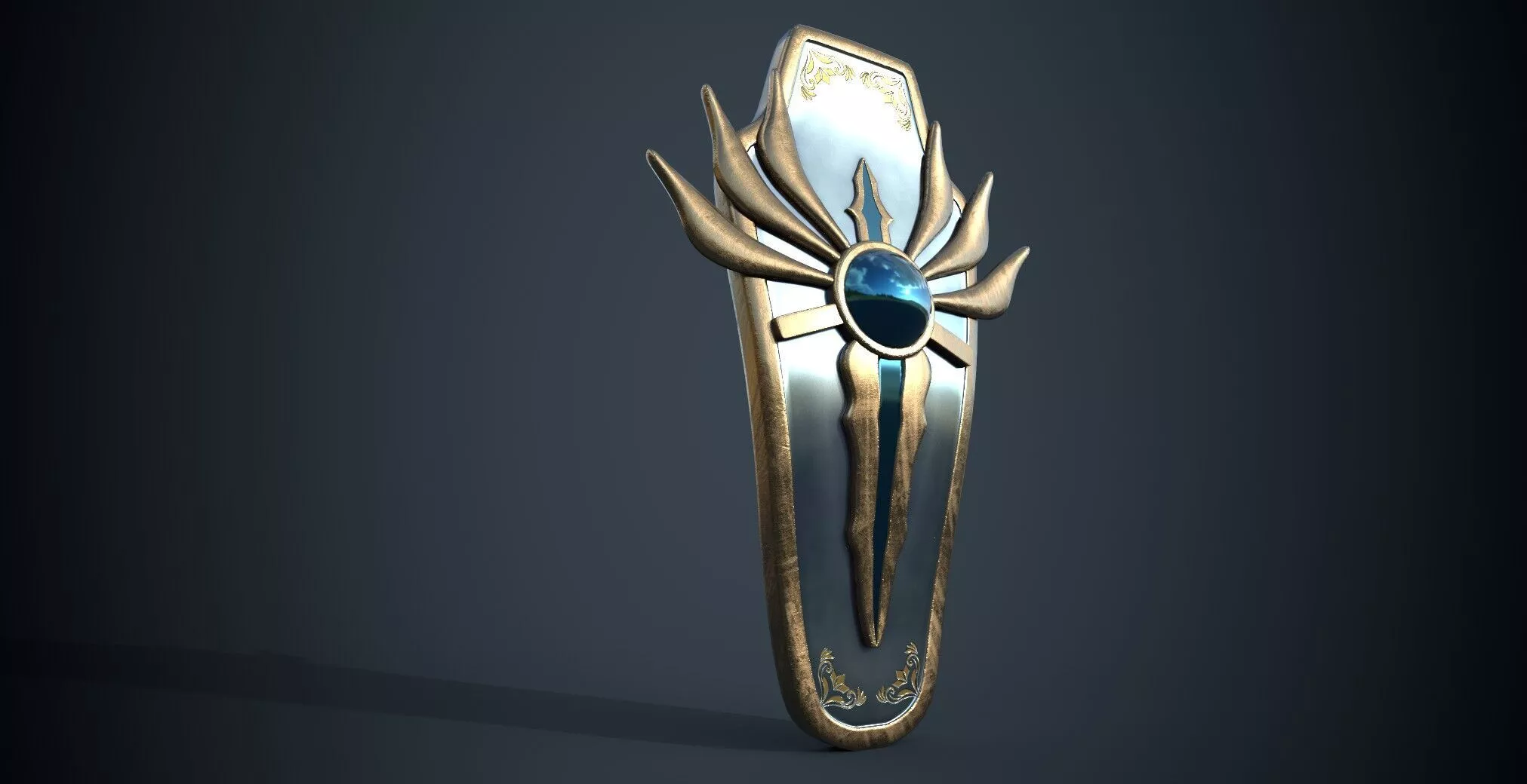 Royal Elven Shield Low-poly 3D model