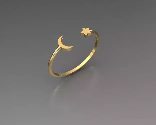 Griffin5 gold ring with crescent and star