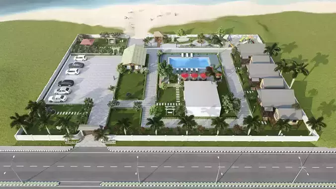 Lumion 11 Exterior Beach Resort Layout Scene File