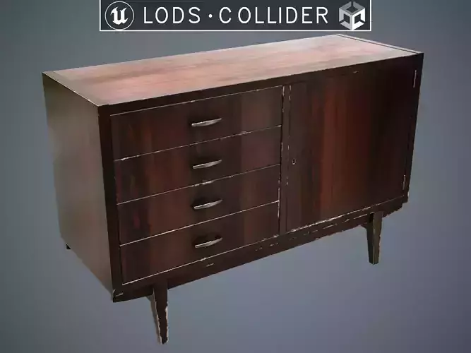 Soviet Chest Of Drawers Variant 2 Dark - Clean and Dirty Low-poly 3D model