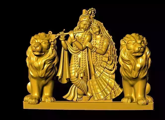 radha krishna with lion stl file only