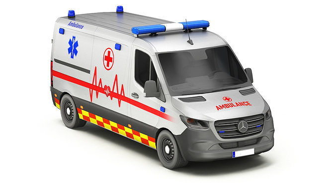 Ambulance Car 1-V5 Low-poly 3D model