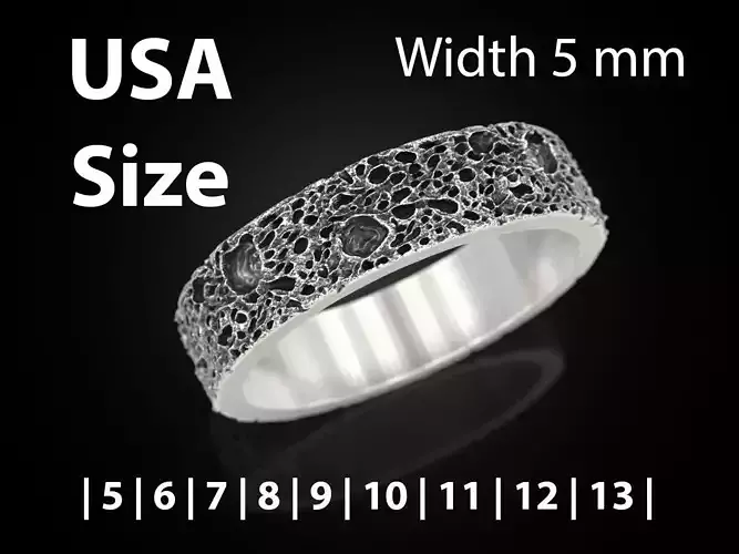 Moon craters ring 5 mm 3D print model