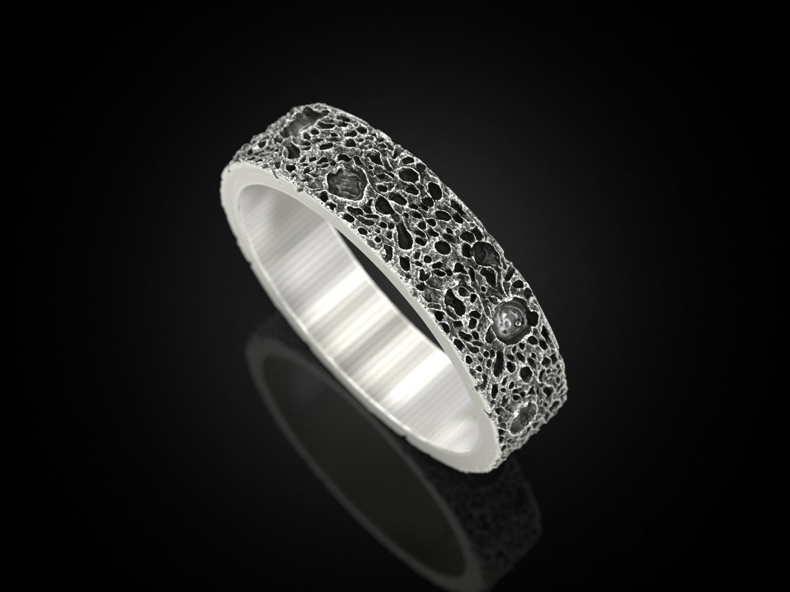 Moon craters ring 5 mm 3D print model_3