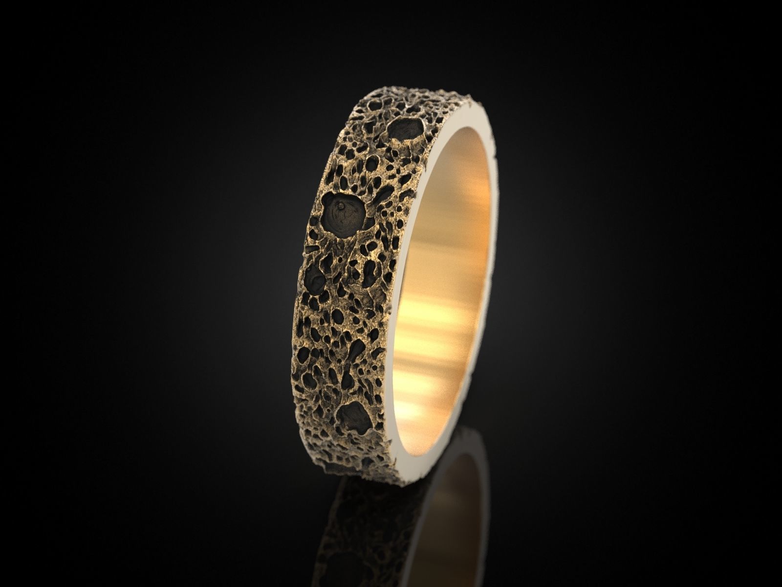 Moon craters ring 5 mm 3D print model_8