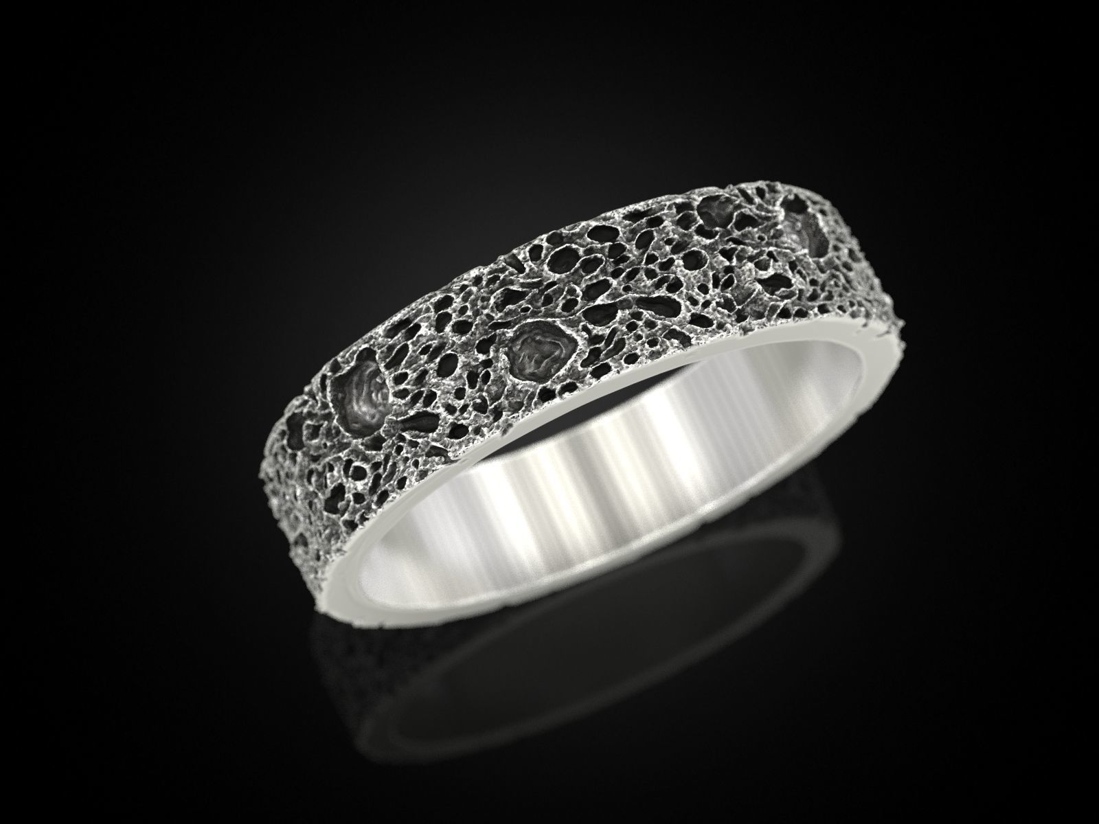 Moon craters ring 5 mm 3D print model_1