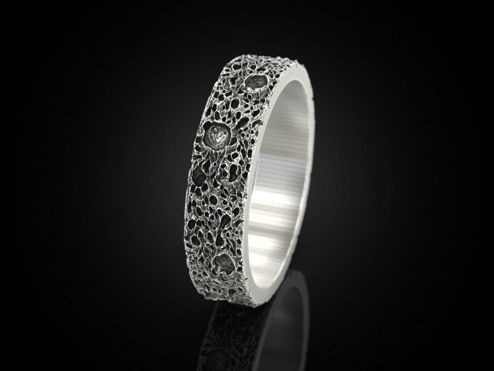 Moon craters ring 5 mm 3D print model_2