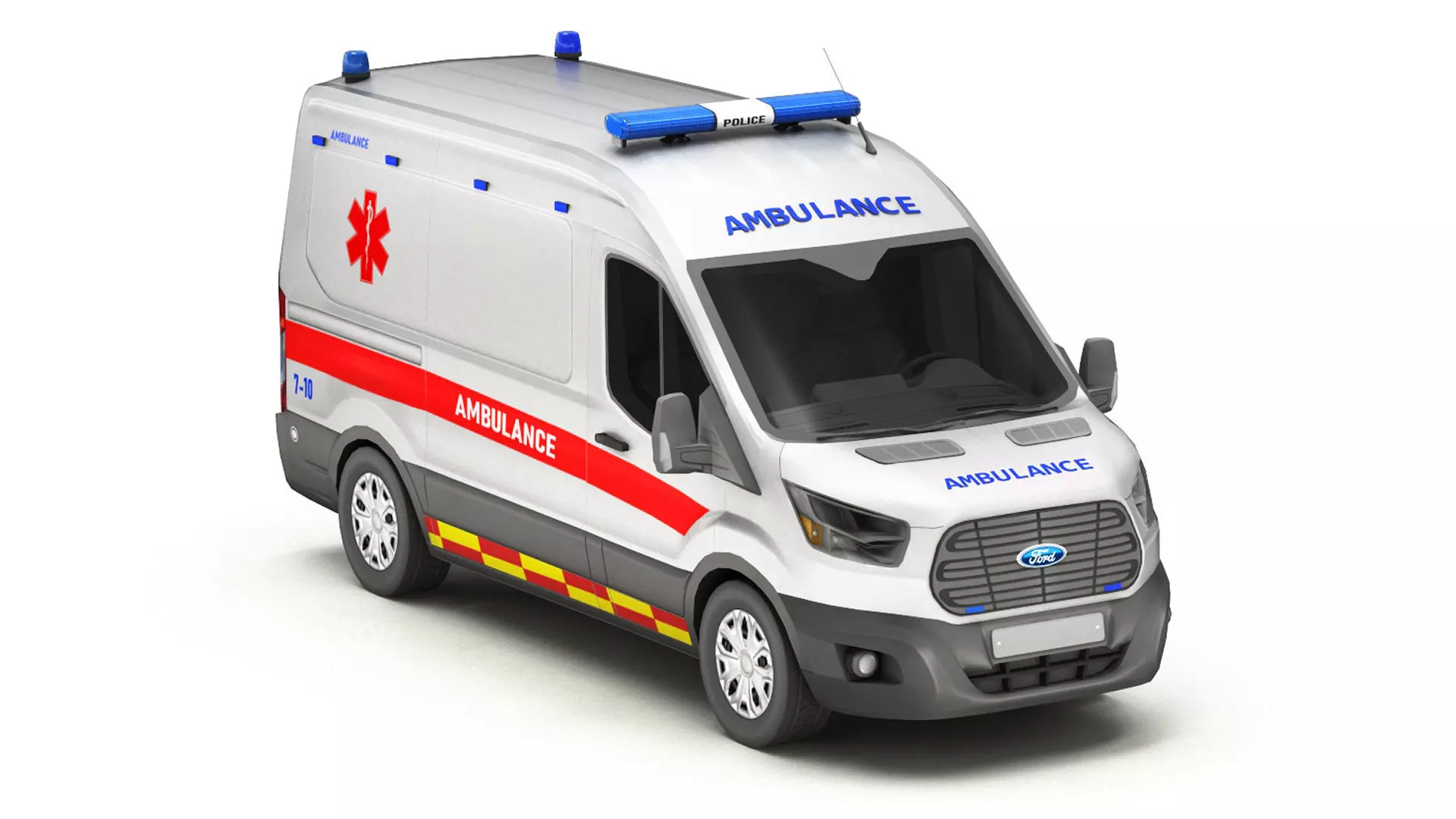 Ambulance Car 2-V5 Low-poly 3D model