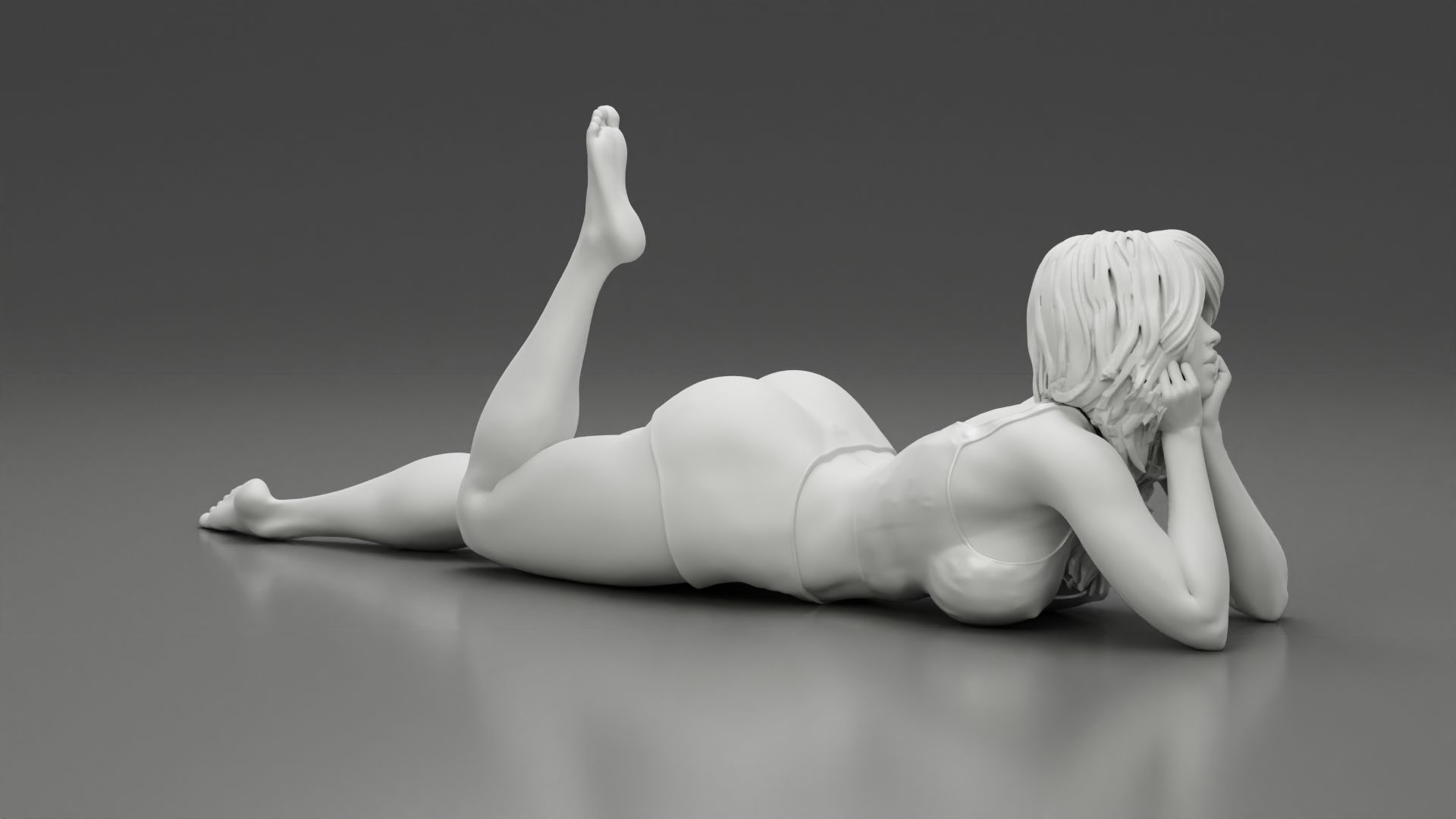 Happy Woman Lying on Floor 3D print model_8