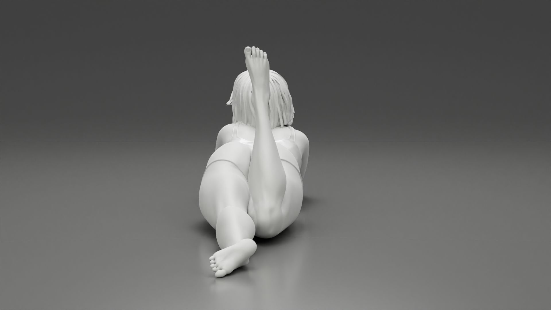 Happy Woman Lying on Floor 3D print model_10