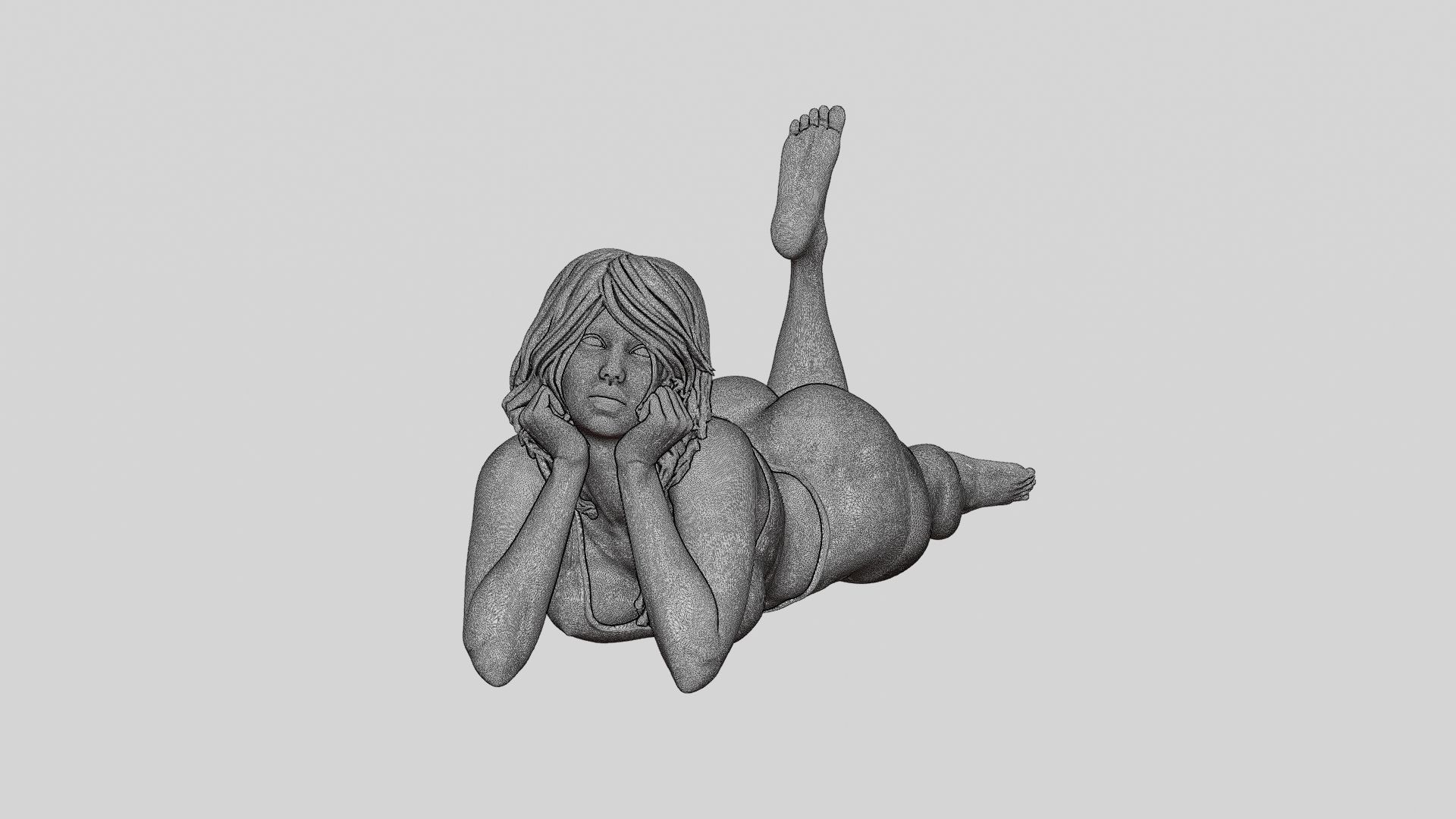 Happy Woman Lying on Floor 3D print model_13