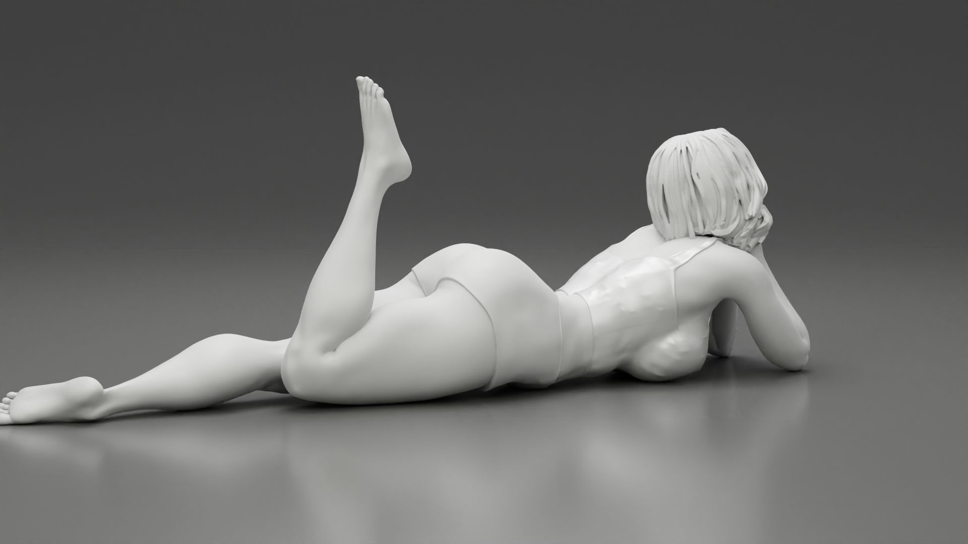 Happy Woman Lying on Floor 3D print model_9