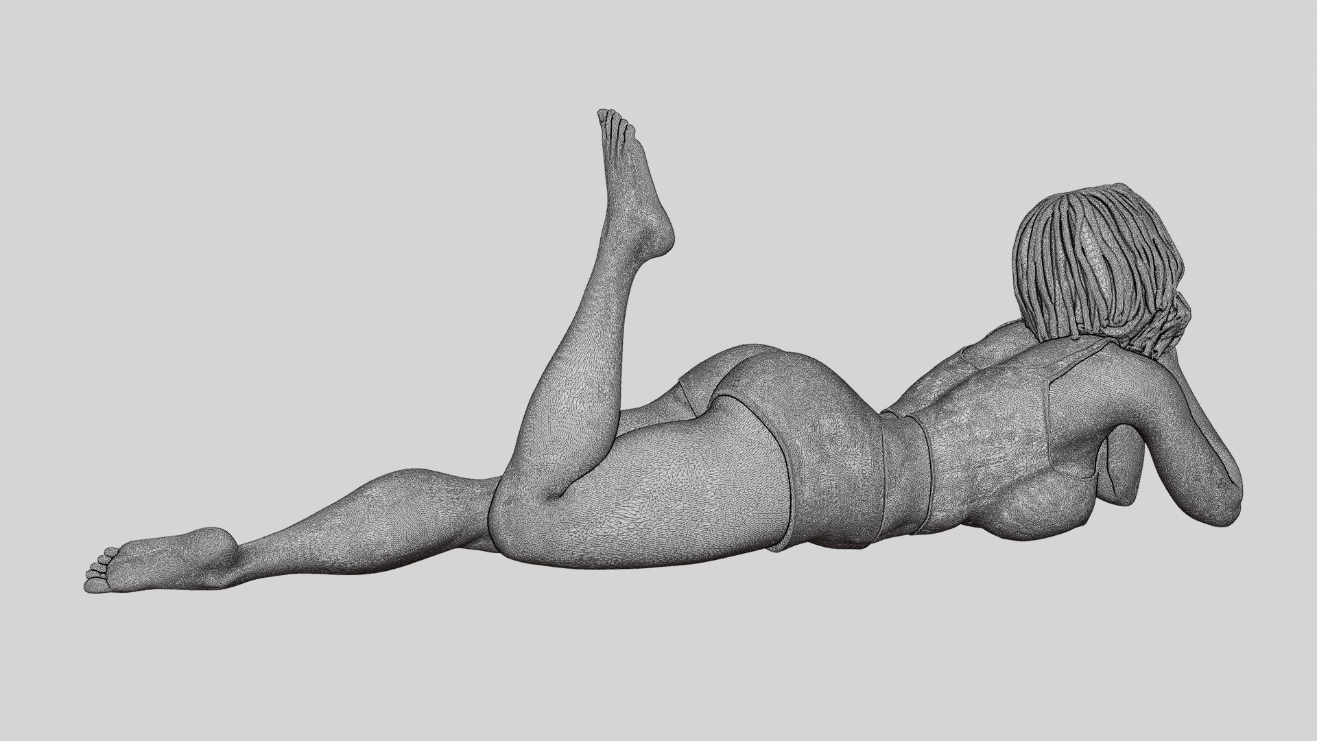 Happy Woman Lying on Floor 3D print model_14