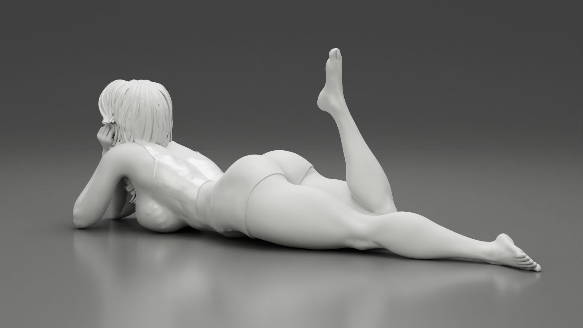 Happy Woman Lying on Floor 3D print model_11