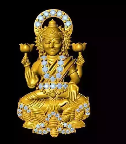 laxmi bhagwan with flower stone stl file only 3D print model