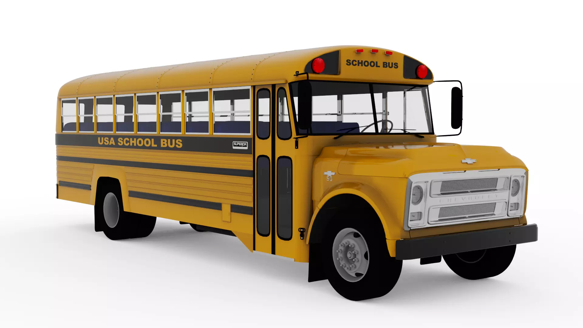 School Bus Superior C50 3D model_0
