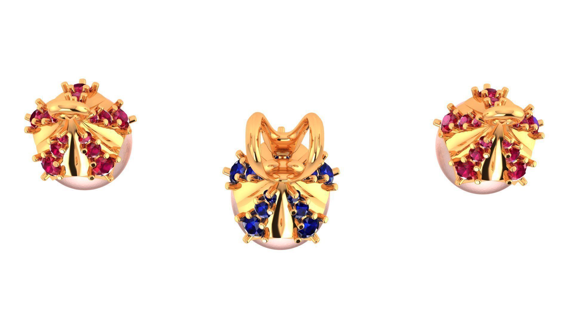 Pearl Pendant and Earrings 3D print model_3