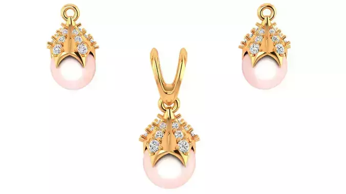 Pearl Pendant and Earrings 3D print model