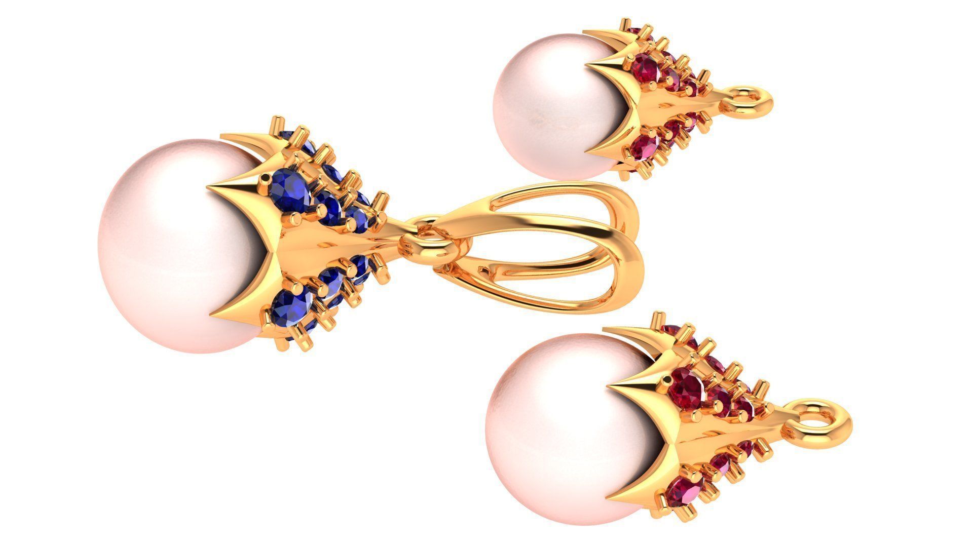 Pearl Pendant and Earrings 3D print model_2