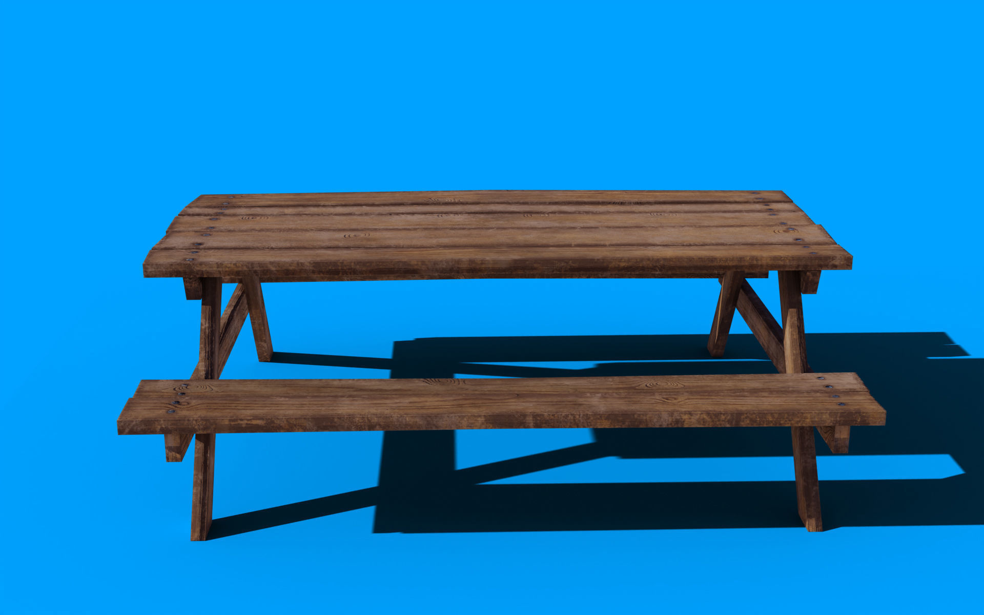Picnic Table PBR Low-poly 3D model_2