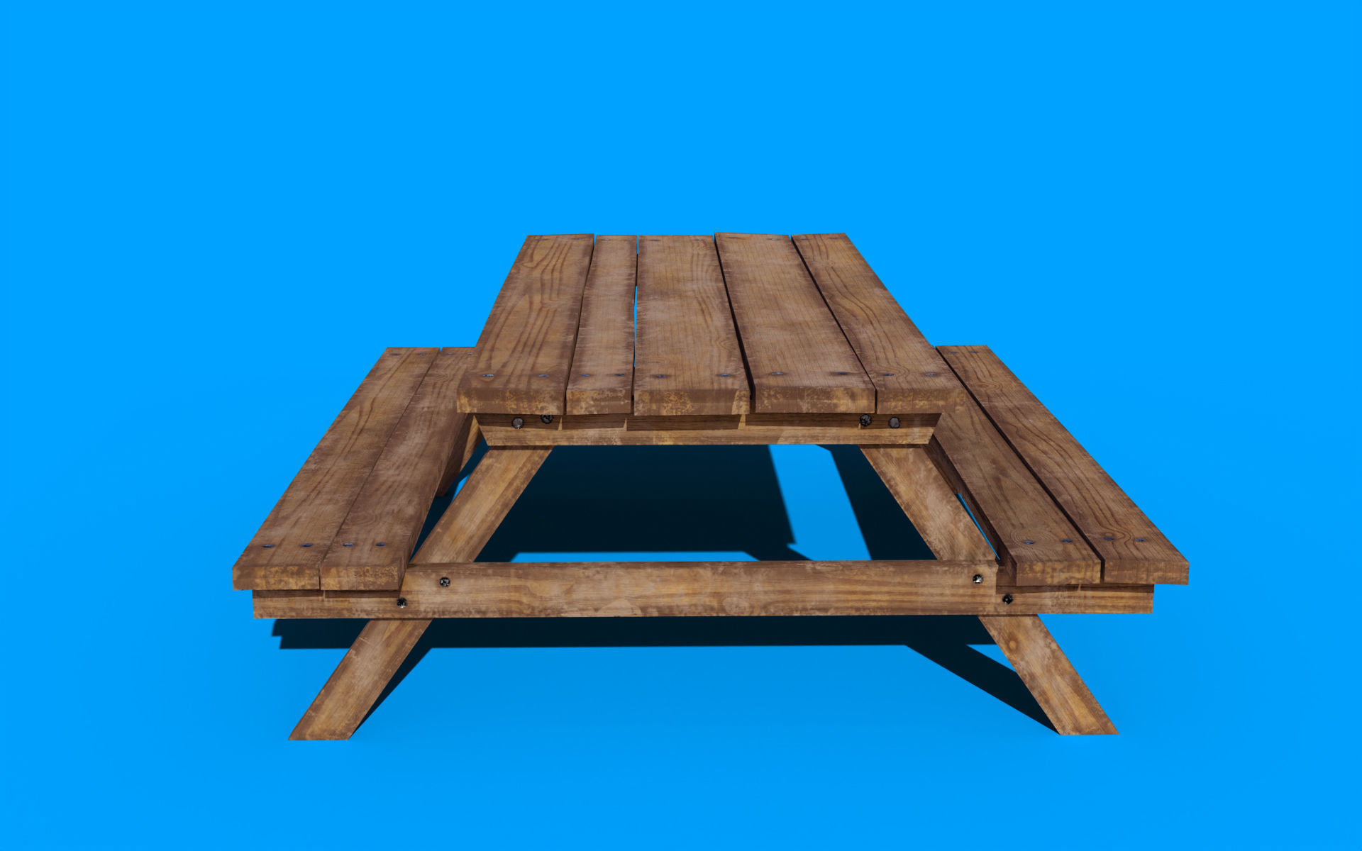 Picnic Table PBR Low-poly 3D model_1