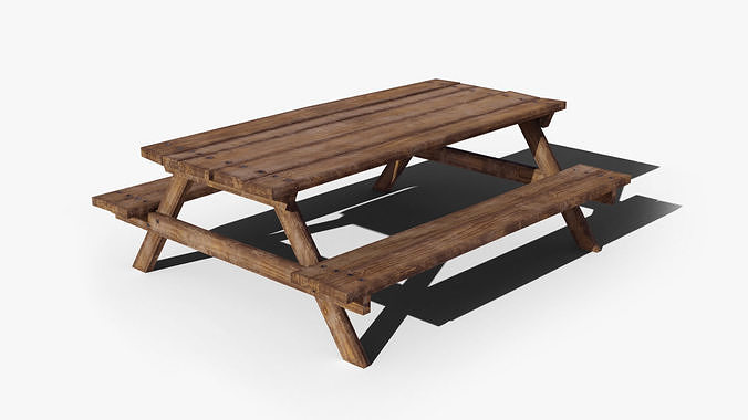 Picnic Table PBR Low-poly 3D model