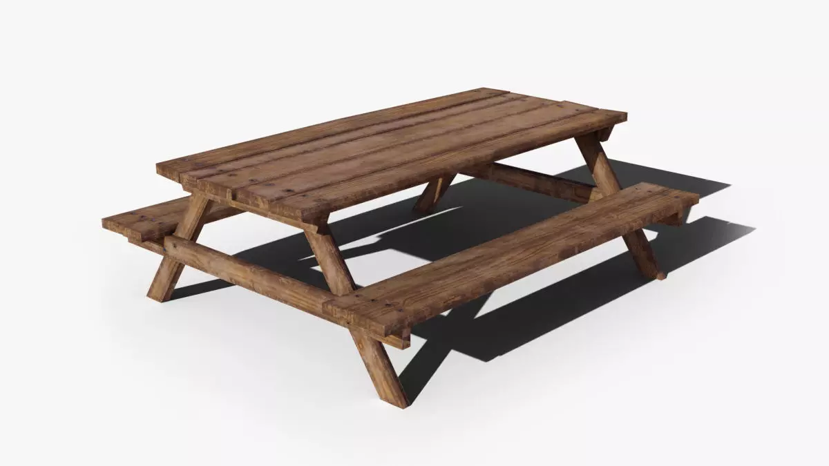 Picnic Table PBR Low-poly 3D model_0