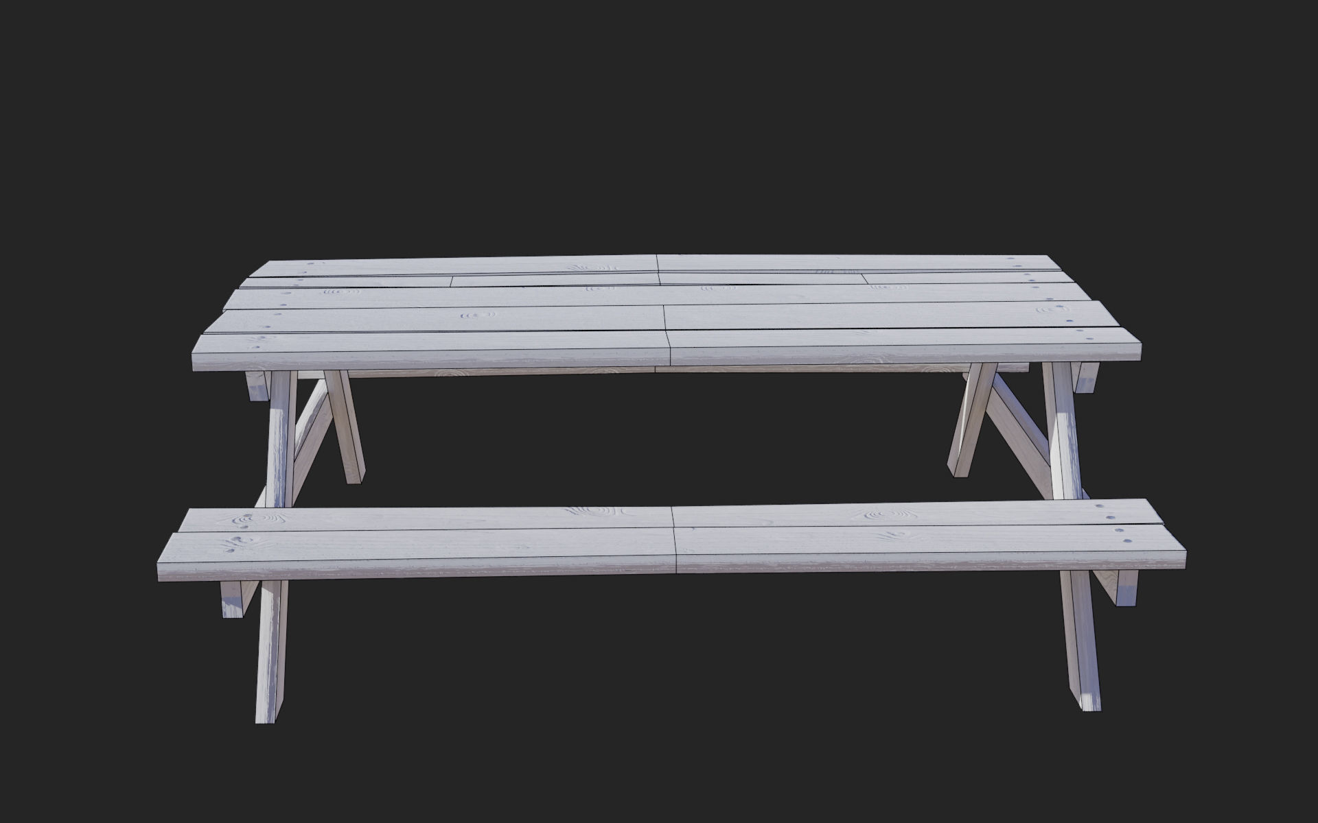 Picnic Table PBR Low-poly 3D model_7