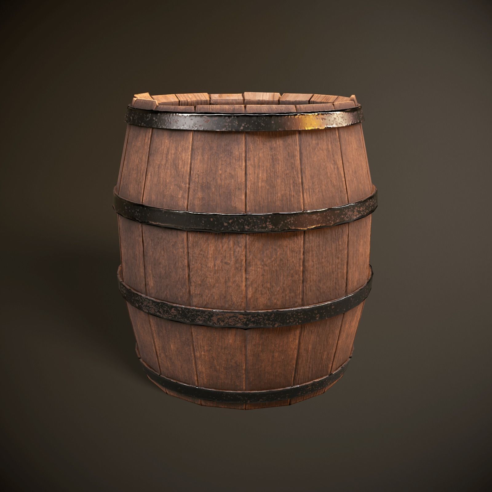 Wooden Barrel Low-poly 3D model_3