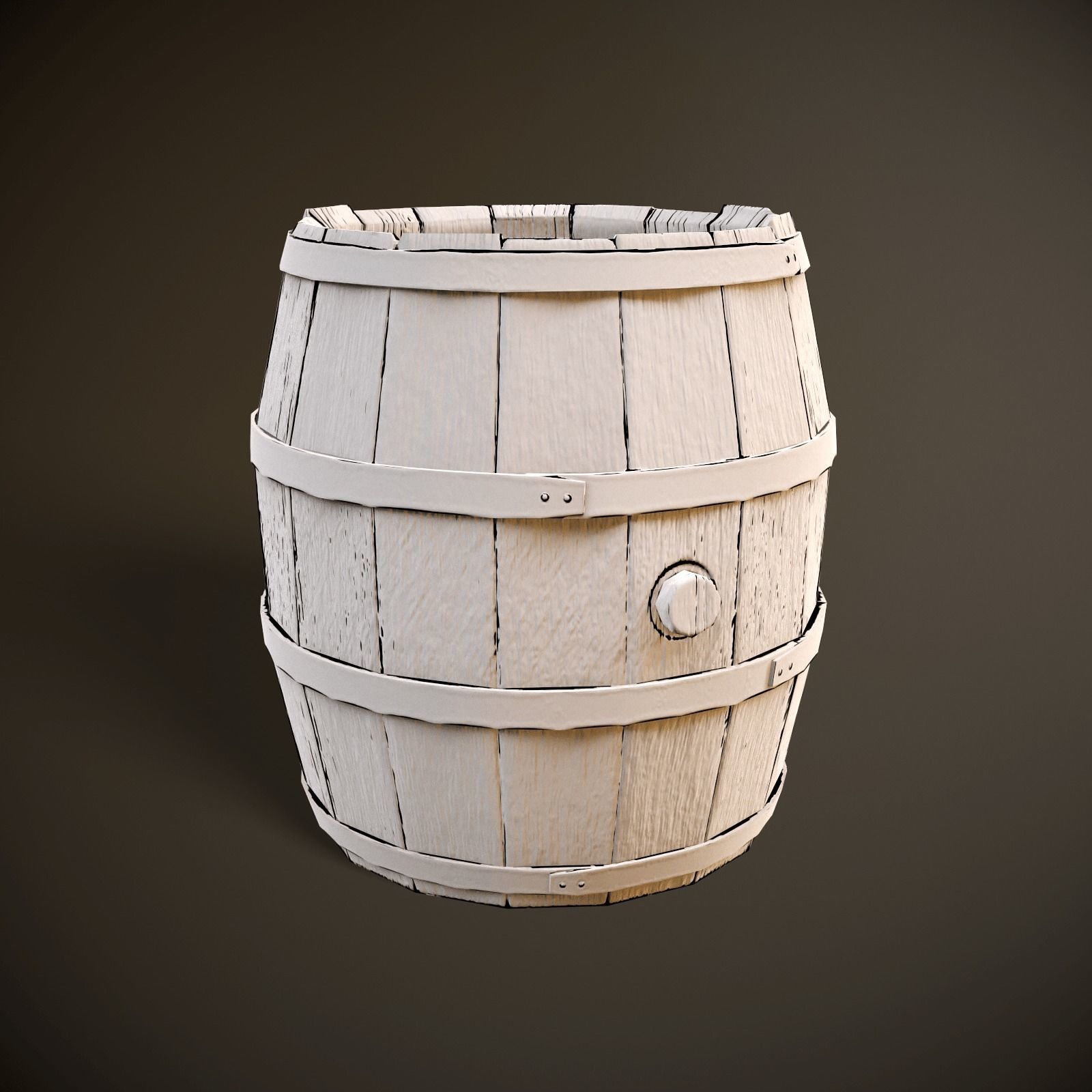 Wooden Barrel Low-poly 3D model_4