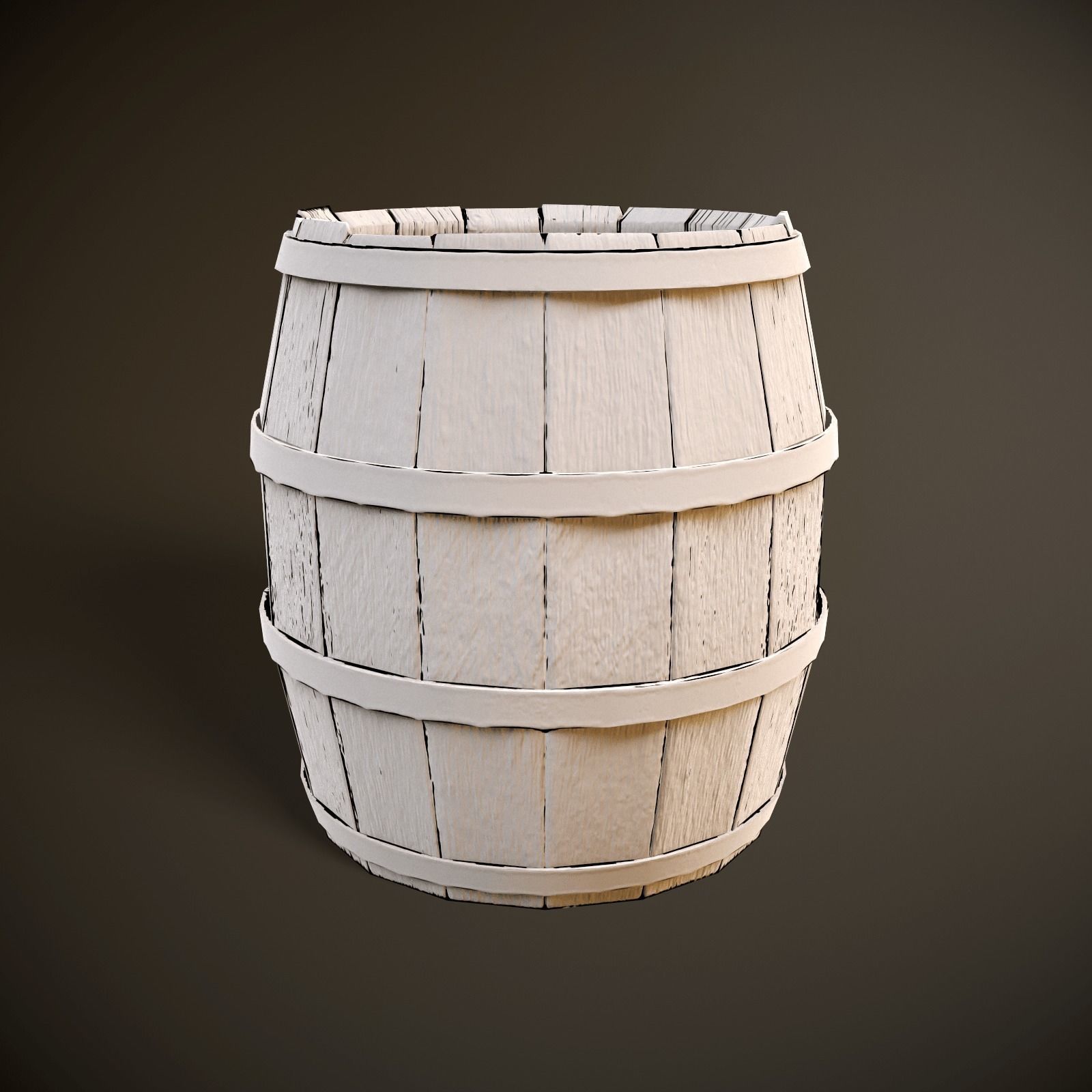 Wooden Barrel Low-poly 3D model_6
