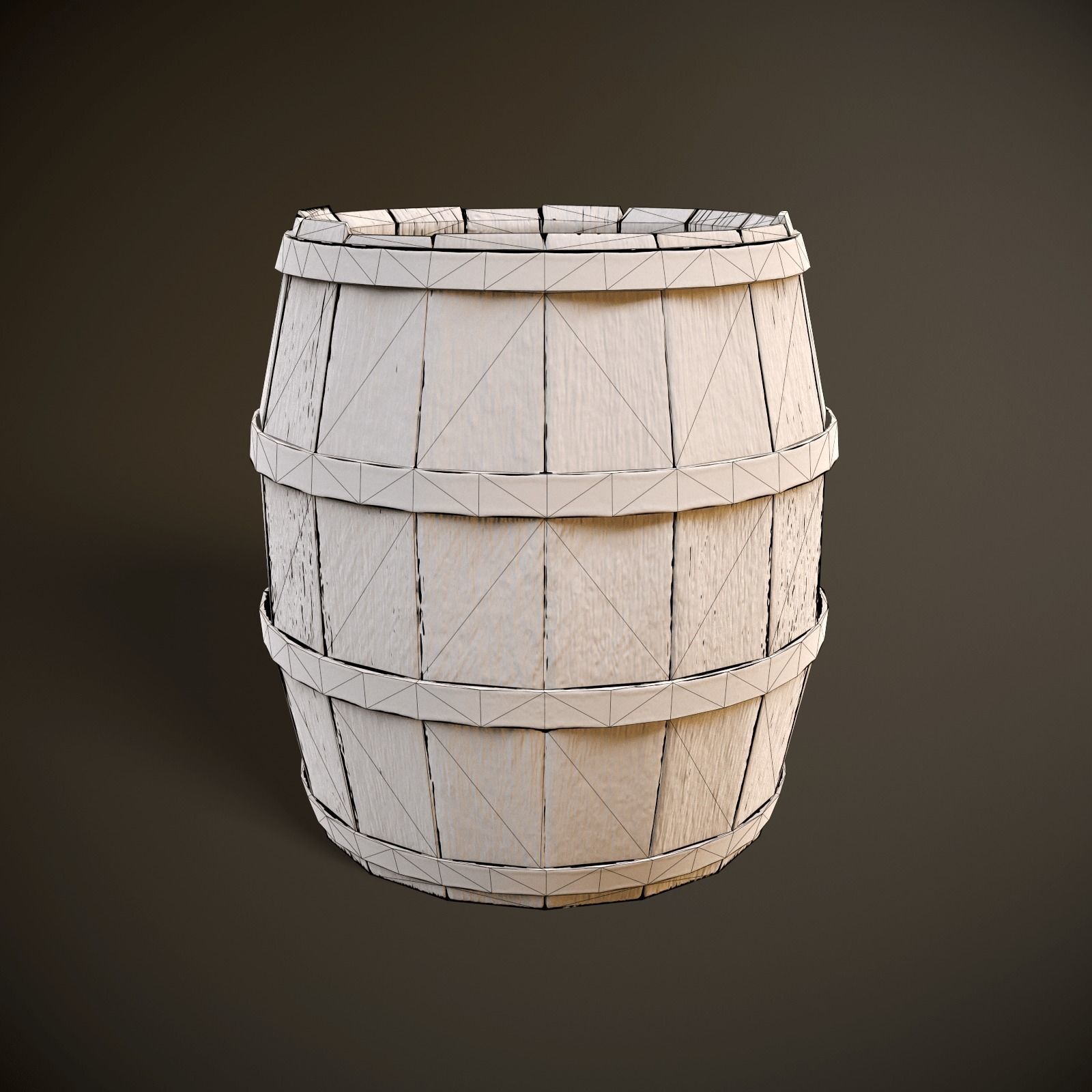 Wooden Barrel Low-poly 3D model_7