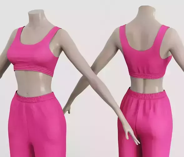 Outfit Sweatpants and Top Fitness Pink - Monochromatic Color