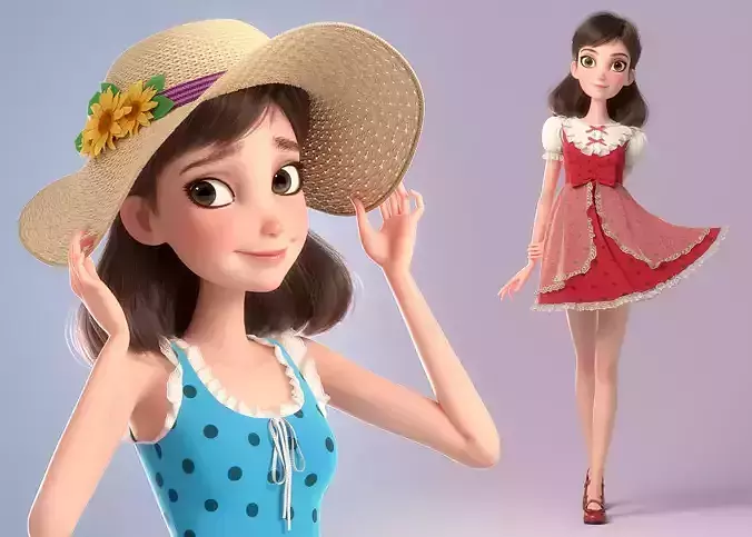Cartoon Girl Rigged 3D model