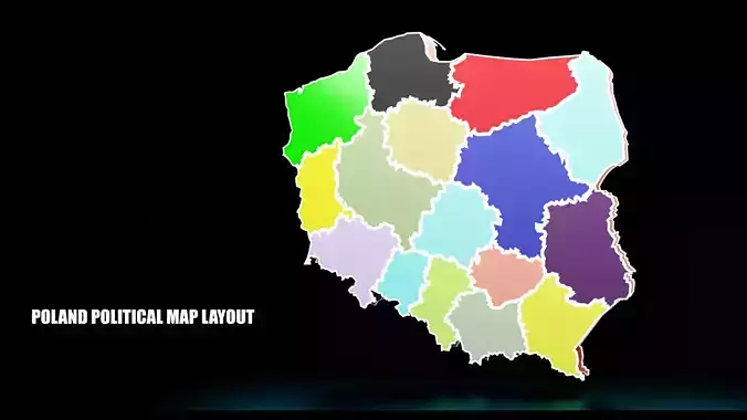 POLAND POLITICAL MAP LAYOUT  Low-poly 3D model