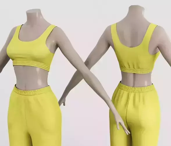 Outfit Sweatpants and Top Fitness Yellow - Monochromatic Color