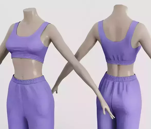Outfit Sweatpants and Top Fitness Lavander - Monochromatic Color