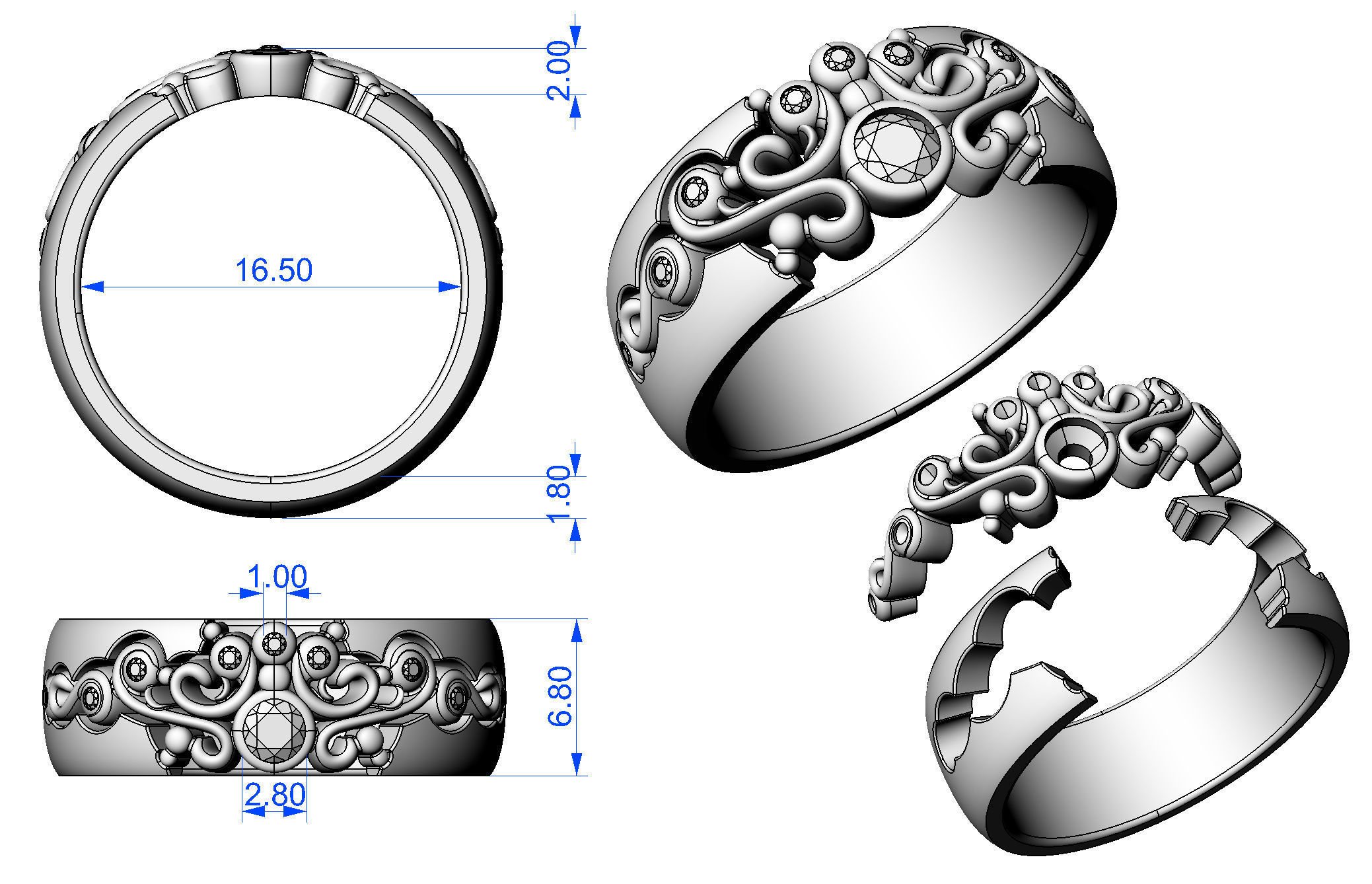 Ring Tracery  3D print model_7