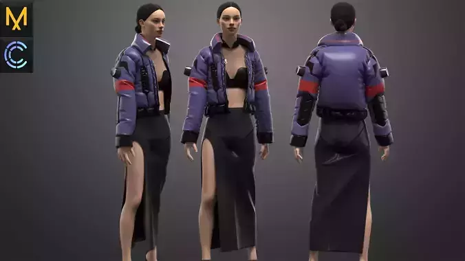 CyberPunk Outfit Female OBJ mtl FBX ZPRJ