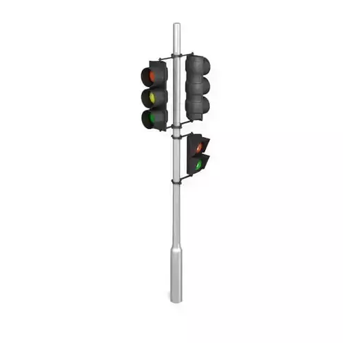 Street And Walkway Stoplight On Pole